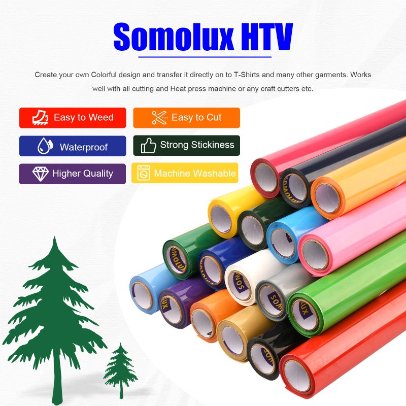 SOMOLUX HTV Iron on Vinyl 12inch x12feet Roll Easy to Cut & Weed Heat Transfer Vinyl DIY Design for T-Shirts Glossy Black - Image 5
